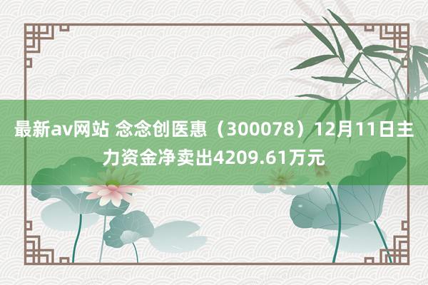 最新av网站 念念创医惠（300078）12月11日主力资金净卖出4209.61万元