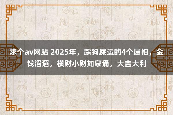 求个av网站 2025年，踩狗屎运的4个属相，金钱滔滔，横财小财如泉涌，大吉大利