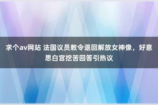 求个av网站 法国议员敕令退回解放女神像，好意思白宫挖苦回答引热议